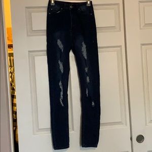FashionNova UWD ripped high waisted jeans